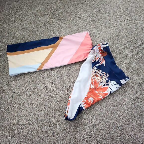 $ Mix & Match Bikini Set | Strapless Colorblock Top + Floral Bottom | Size XL - Picture 1 of 2